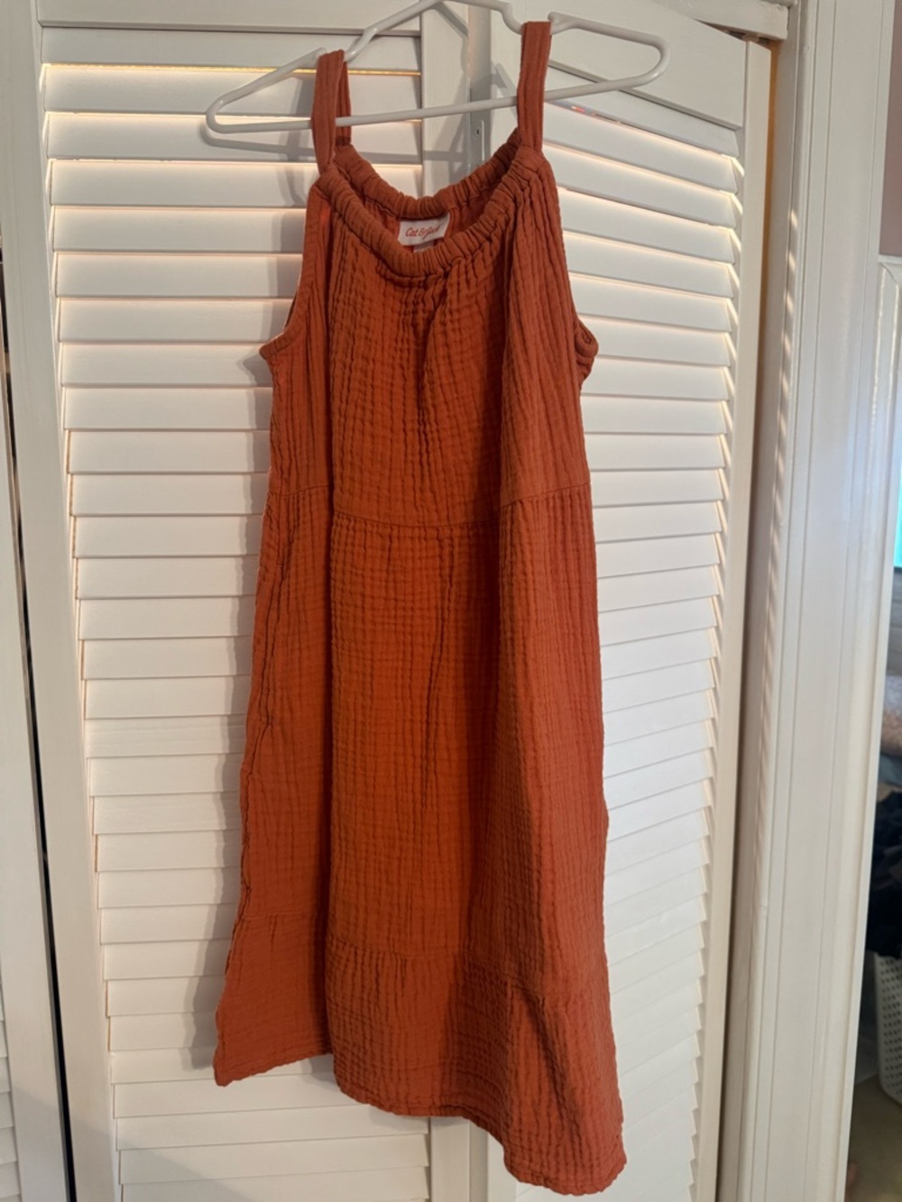 Cat & Jack Rust Orange Cotton Gauze Midi Dress